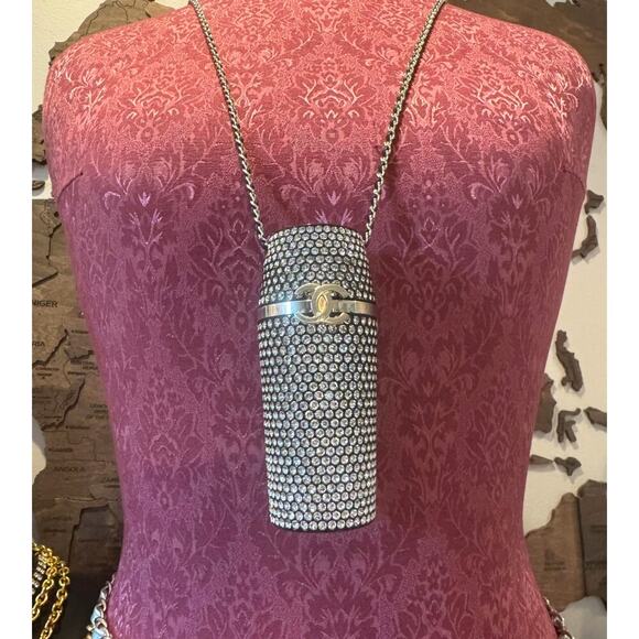Chanel Crystal Embellished Lipstick Holder Necklace Belt B21K 32" SHW - Picture 1 of 7
